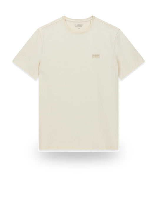 Guess Cn Ss Textured Jersey Tee - T-Shirt Uomo - Beige