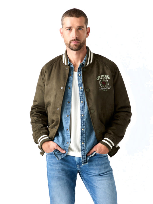 Guess Varsity Suede Jacket - Capospalla Uomo - Verde