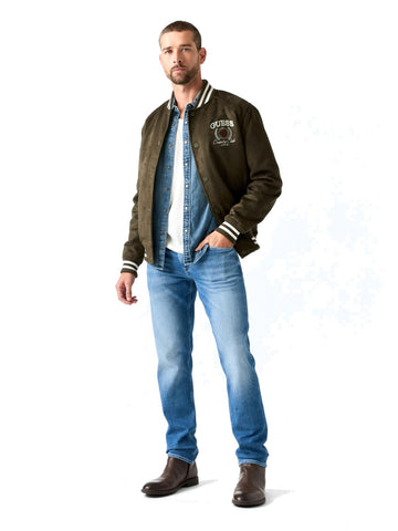 Guess Varsity Suede Jacket - Capospalla Uomo - Verde