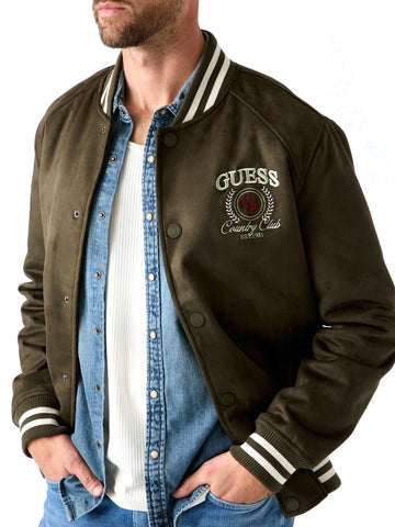 Guess Varsity Suede Jacket - Capospalla Uomo - Verde