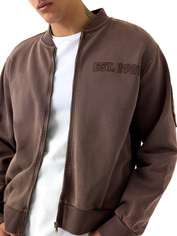 Guess High Nk Zipped Washed Patch Lo - Felpe Uomo - Marrone