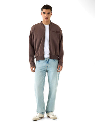 Guess High Nk Zipped Washed Patch Lo - Felpe Uomo - Marrone