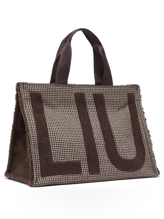 Liu-Jo L Tote Check - Borse Donna - Beige/Marrone