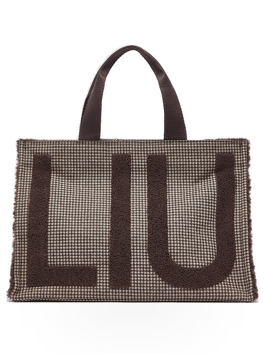 Liu-Jo L Tote Check - Borse Donna - Beige/Marrone