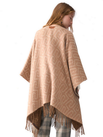 Liu-Jo Poncho Double New Logo Chain - Capospalla Donna - Cammello