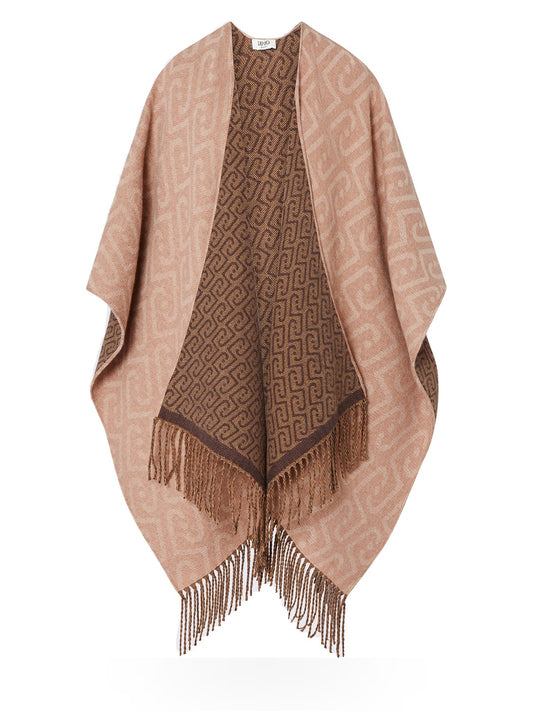 Liu-Jo Poncho Double New Logo Chain - Capospalla Donna - Cammello