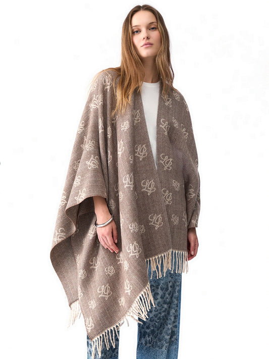 Liu-Jo Poncho Jacquard Resca Logo - Capospalla Donna - Beige