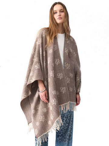 Liu-Jo Poncho Jacquard Resca Logo - Capospalla Donna - Beige