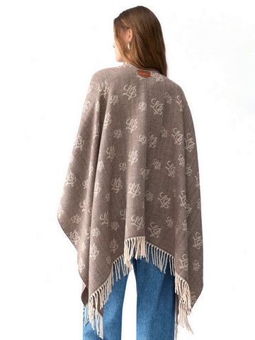 Liu-Jo Poncho Jacquard Resca Logo - Capospalla Donna - Beige