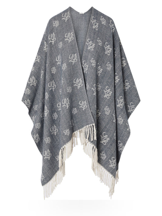 Liu-Jo Poncho Jacquard Resca Logo - Capospalla Donna - Blu