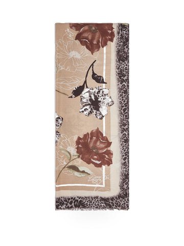 Liu-Jo Ecs Stola Flower Macula - Sciarpe e Foulard Donna - Naturale