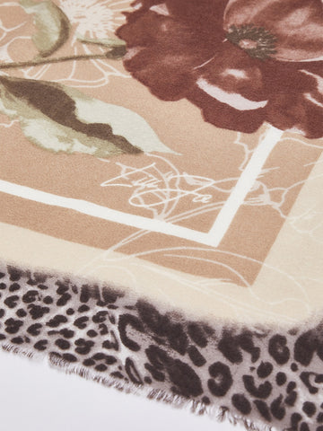 Liu-Jo Ecs Stola Flower Macula - Sciarpe e Foulard Donna - Naturale
