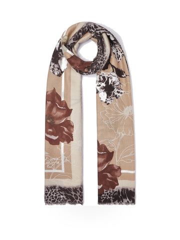 Liu-Jo Ecs Stola Flower Macula - Sciarpe e Foulard Donna - Naturale