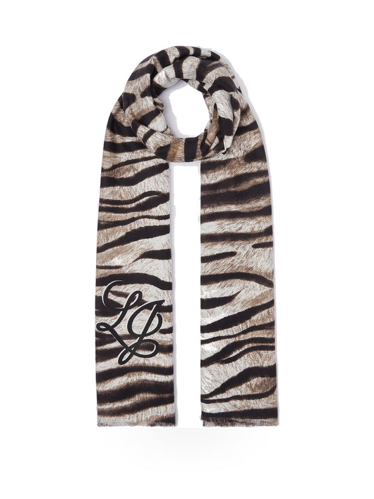 Liu-Jo Ecs Stola Fur Mix Animalier 70 - Sciarpe e Foulard Donna - Cammello