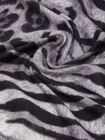 Liu-Jo Ecs Stola Fur Mix Animalier 70 - Sciarpe e Foulard Donna - Nero