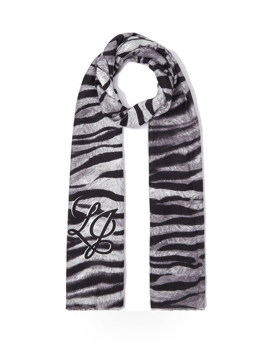 Liu-Jo Ecs Stola Fur Mix Animalier 70 - Sciarpe e Foulard Donna - Nero