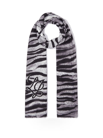 Liu-Jo Ecs Stola Fur Mix Animalier 70 - Sciarpe e Foulard Donna - Nero