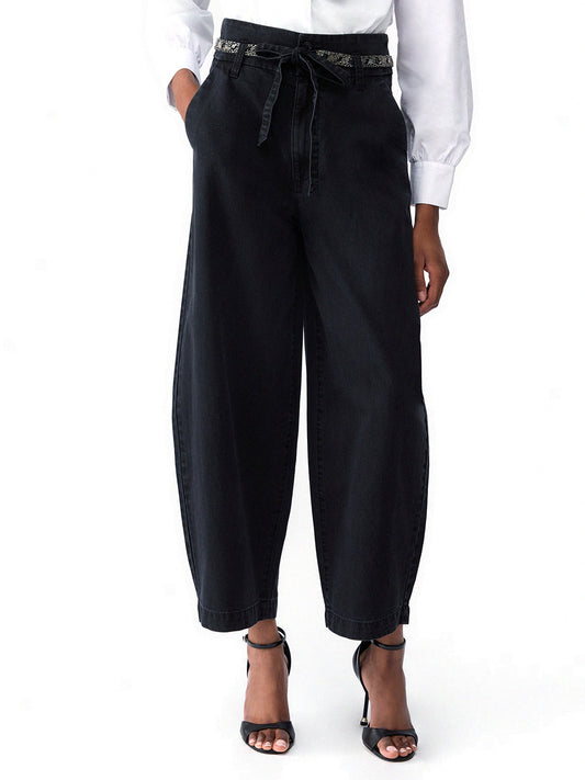 Liu-Jo Denim Pant.balloon Embroid H.w. - Jeans Donna - Nero