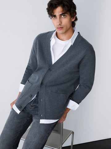 Liu-Jo Man Maglia Aperta M/l - Maglieria Uomo - Ash Grey Mel.