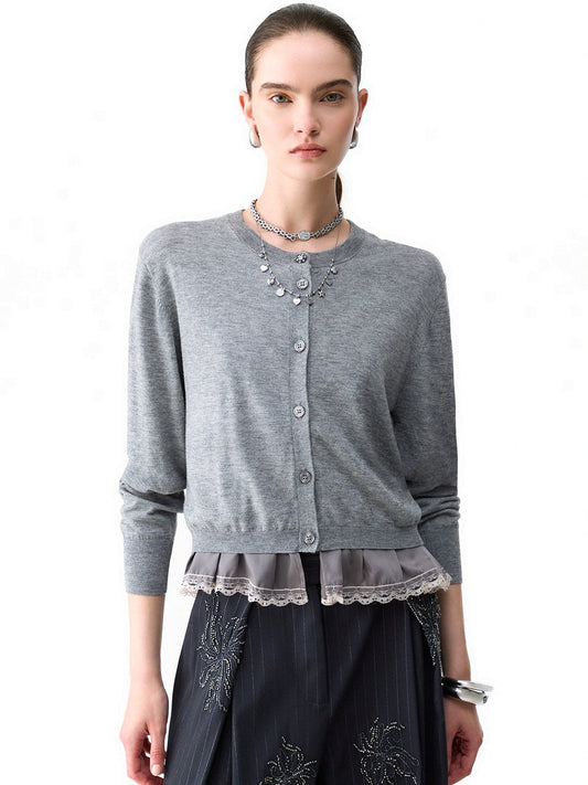 Liu-Jo White Maglia Aperta M/l Con Tessuto - Maglieria Donna - Grigio