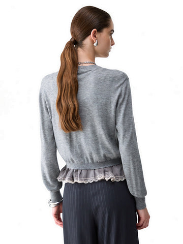 Liu-Jo White Maglia Aperta M/l Con Tessuto - Maglieria Donna - Grigio