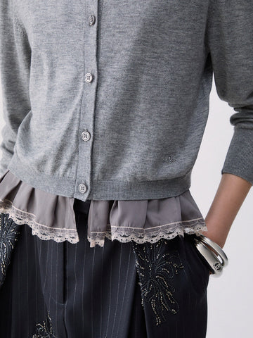 Liu-Jo White Maglia Aperta M/l Con Tessuto - Maglieria Donna - Grigio
