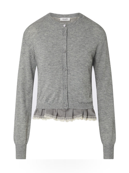 Liu-Jo White Maglia Aperta M/l Con Tessuto - Maglieria Donna - Grigio