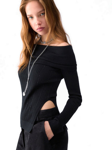 Liu-Jo White Maglia Chiusa Scollo Schiffer - Maglieria Donna - Nero
