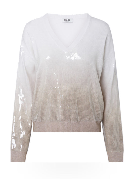 Liu-Jo White Ecs Maglia Chiusa Shaded Print - Maglieria Donna - Multicolore