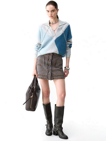 Liu-Jo White Maglia Chiusa M/l Argyle - Maglieria Donna - Multicolore