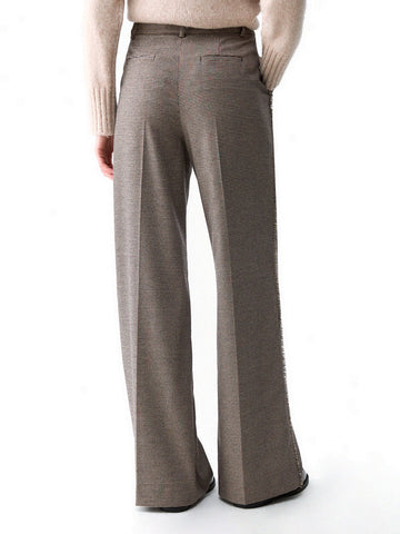 Liu-Jo White Pantalone Lungo Tinto Filo - Pantaloni Donna - Mini Pied De Poule