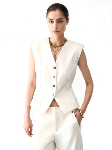 Liu-Jo White Gilet Fittato - Gilet Donna - Crema