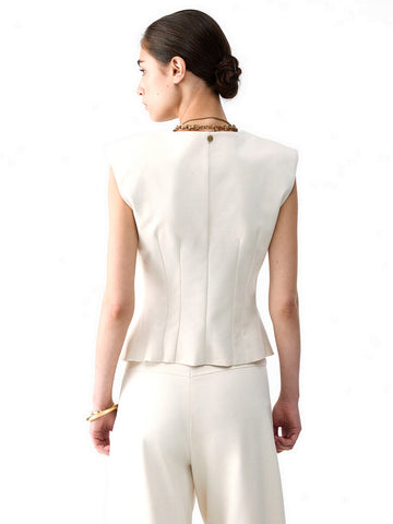 Liu-Jo White Gilet Fittato - Gilet Donna - Crema