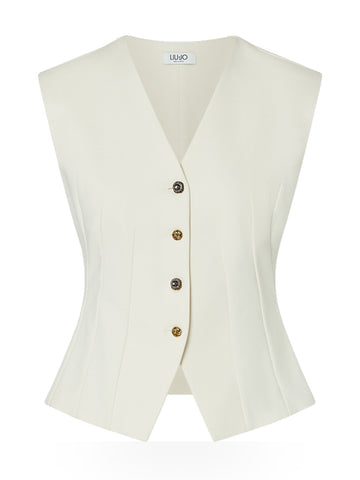 Liu-Jo White Gilet Fittato - Gilet Donna - Crema