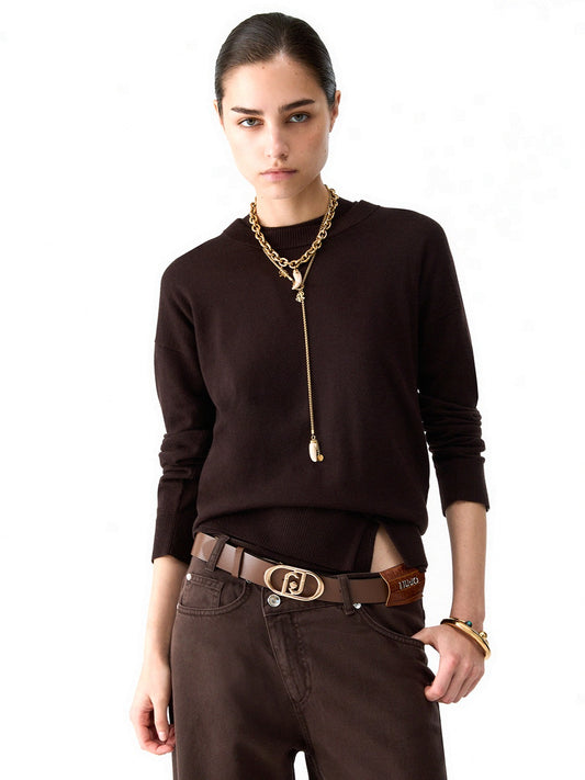 Liu-Jo White Maglia Chiusa M/l Basic - Maglieria Donna - Marrone