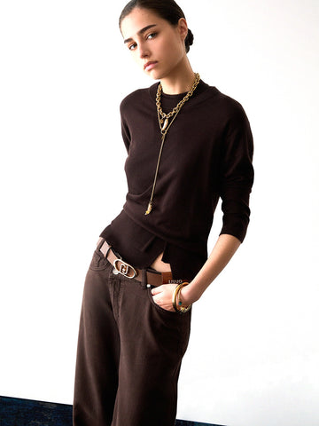 Liu-Jo White Maglia Chiusa M/l Basic - Maglieria Donna - Marrone