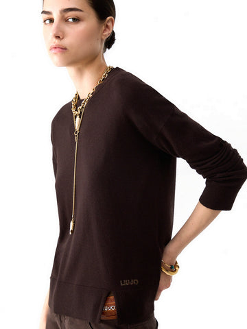 Liu-Jo White Maglia Chiusa M/l Basic - Maglieria Donna - Marrone