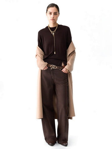 Liu-Jo White Maglia Chiusa M/l Basic - Maglieria Donna - Marrone