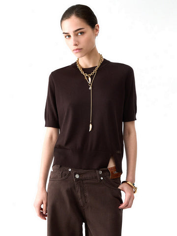 Liu-Jo White Maglia Chiusa M/c Basic - Maglieria Donna - Marrone