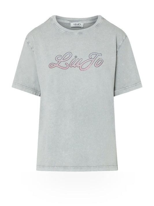 Liu-Jo White Ecs T-shirt Fit Large M/c - T-Shirt Donna - Grigio