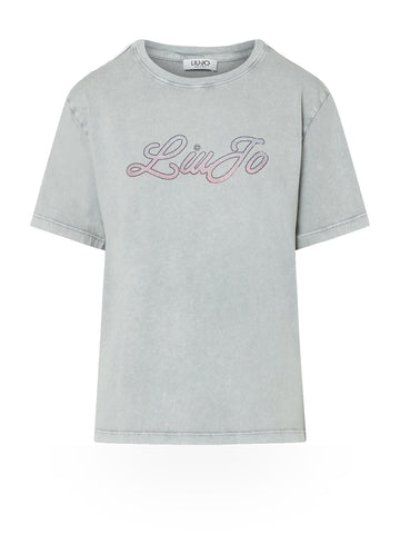 Liu-Jo White Ecs T-shirt Fit Large M/c - T-Shirt Donna - Grigio