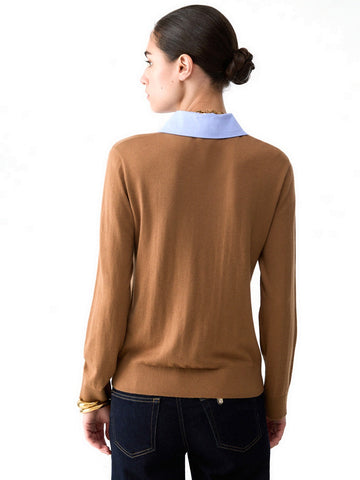 Liu-Jo White Maglia Chiusa Colletto Popelin - Maglieria Donna - Marrone