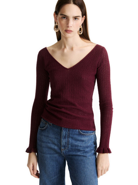 Marella Maglia-Canottiera-Top - T-Shirt Donna - Bordeaux