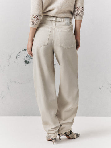 Marella Pantalone Lungo - Pantaloni Donna - Tortora
