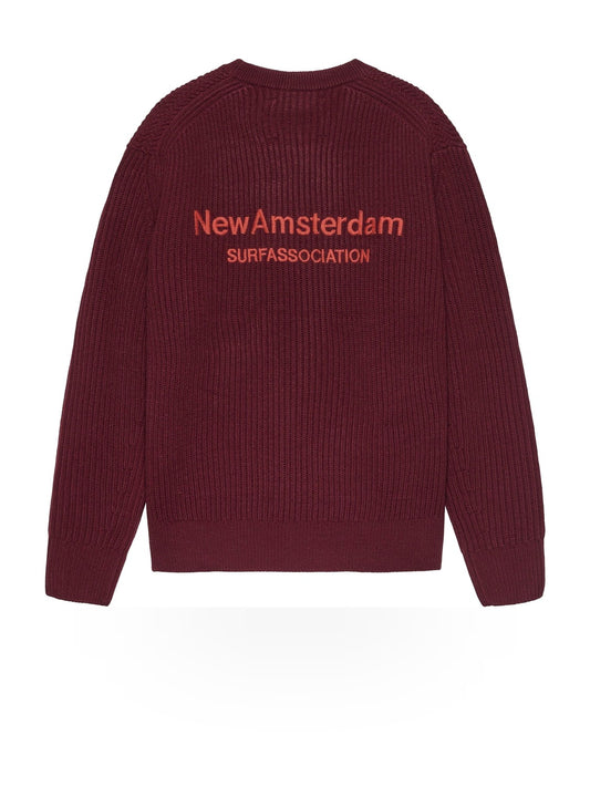 New Amsterdam Surf Association Knitted Crewneck - Maglieria Uomo - Burgundy