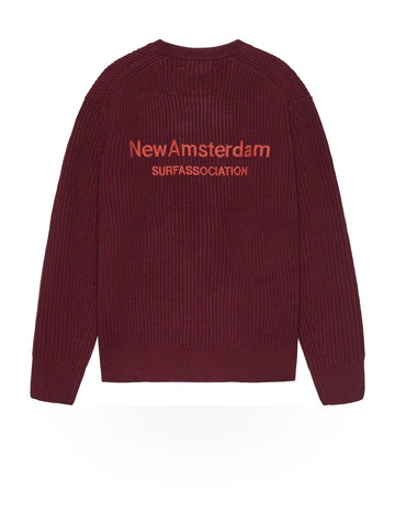 New Amsterdam Surf Association Knitted Crewneck - Maglieria Uomo - Burgundy