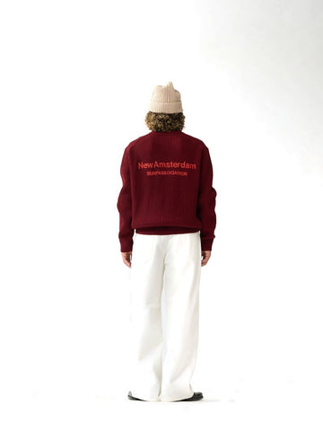 New Amsterdam Surf Association Knitted Crewneck - Maglieria Uomo - Burgundy