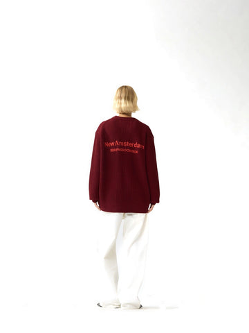 New Amsterdam Surf Association Knitted Crewneck - Maglieria Uomo - Burgundy