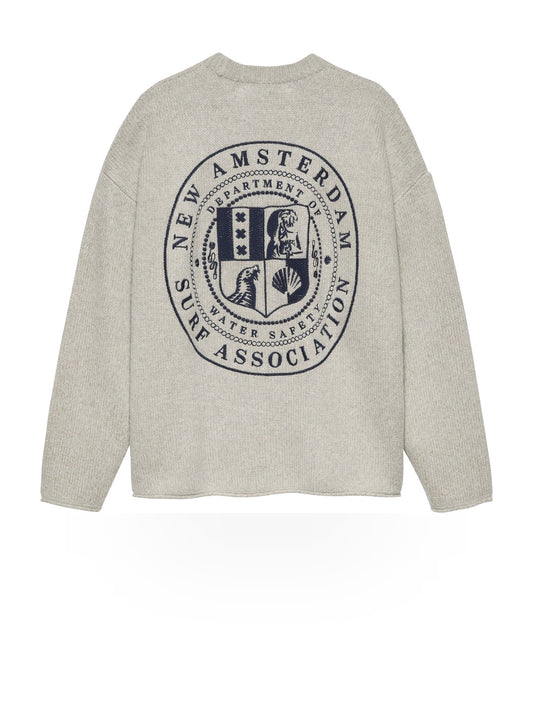 New Amsterdam Surf Association Knitted Stamp Crewneck - Maglieria Uomo - Grey Melange