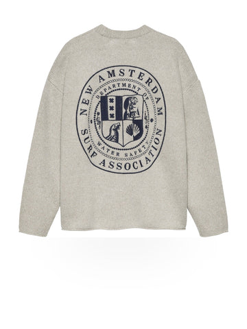 New Amsterdam Surf Association Knitted Stamp Crewneck - Maglieria Uomo - Grey Melange
